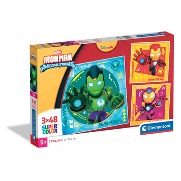 Пазл Clementoni: SuperColor &mdash; Iron Man and his Fantastic Friends / Залізна людина та його чудові друзі (3 x 48 елементів) &mdash; 25004 25004 фото