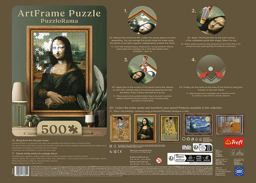 Пазл PuzzloRama: Мона Ліза, Леонардо да Вінчі - 500 елементів Trefl 37541 37541 фото