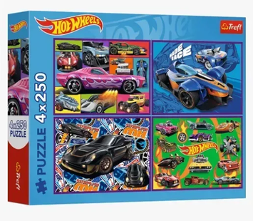 Пазл Trefl: 4 в 1 / Hot Wheels &mdash; Гоночные автомобили (4х250 эл.) &mdash; 13312 13312 фото