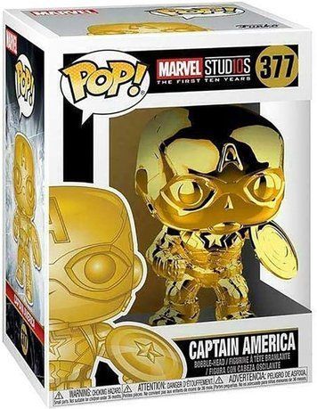 УЦІНКА!!! Фігурка Funko Pop! MARVEL: Marvel Studios 10 &mdash; #377 Captain America (Gold Chrome), Капітан Америка (Золотий хром) У33515 фото