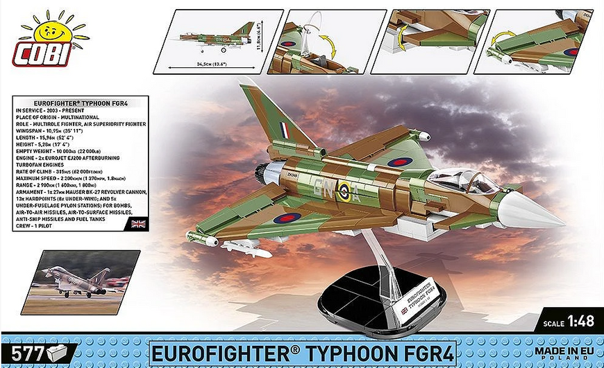Конструктор истребитель Eurofighter Typhoon FGR4 "GiNA" COBI 5843 5843 фото