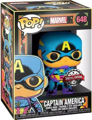 УЦЕНКА!!!! Фигурка Капитан Америка (Black Light) &mdash; Funko Pop! MARVEL: BLACK LIGHT &mdash; CAPTAIN AMERICA #648 (SPECIAL EDITION) У48845 фото