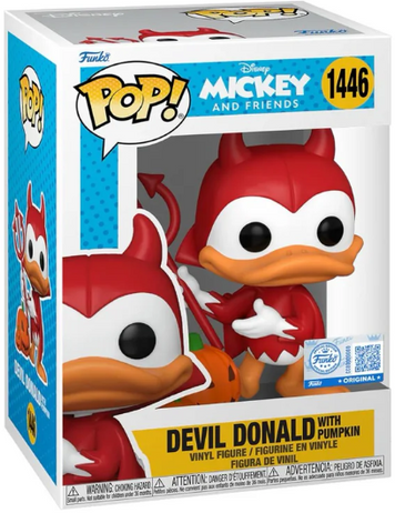 Фигурка Funko Pop! DISNEY: Mickey and Friends &mdash; #1446 Devil Donald with Pumpkin, Дональд-дьяволёнок с тыквой (Эксклюзив) 77398 фото