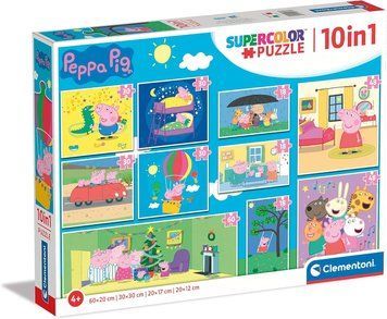 Пазл Clementoni: SuperColor &mdash; Peppa Pig / Свинка Пеппа (10 в 1: 3x18, 4x30, 2x48, 1x60 елементів) &mdash; 20271 20271 фото